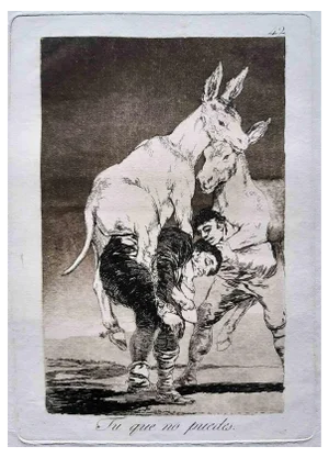 Francisco Goya, Tu que no puedes, Original Etching, 1799