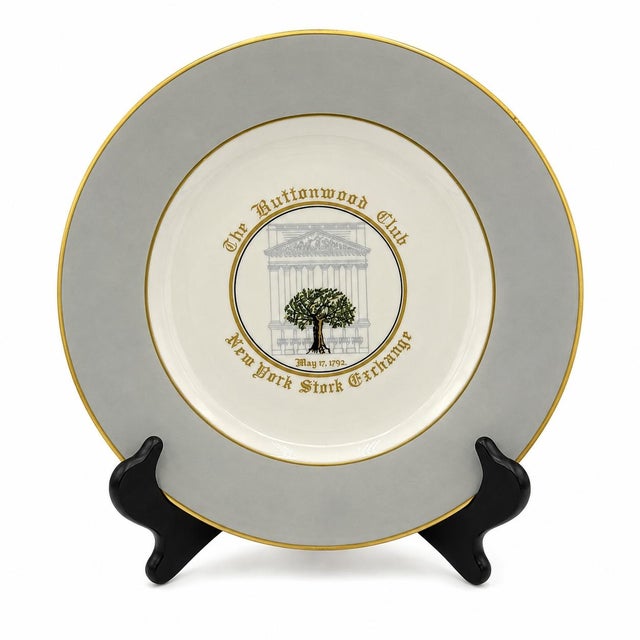 Vintage Buttonwood Club New York Stock Exchange Plate 10.75"d For Sale - Image 9 of 9