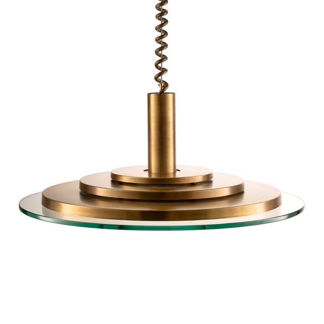 Metal Vintage Pendant Lamp in Brass and Glass from Hillebrand Leuchten, Germany, 1970s For Sale - Image 7 of 12