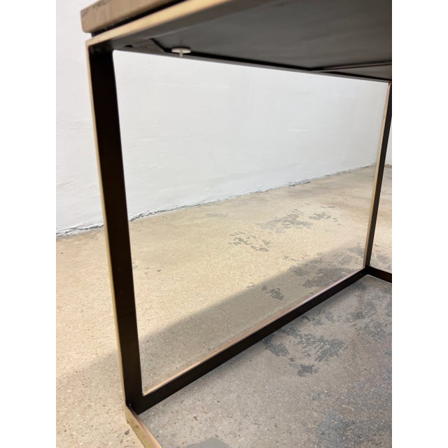 Mitchell Gold + Bob Williams Travertine and Brass / Bronze Side Table For Sale - Image 11 of 12