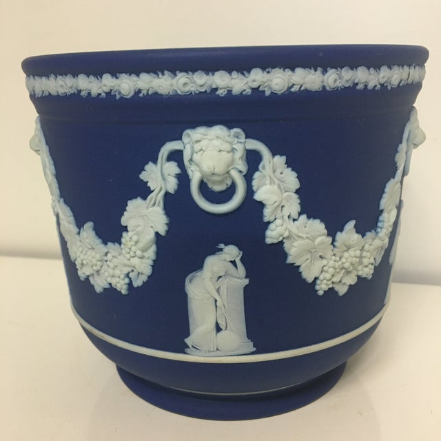Early 20th Century Wedgwood Greek Themed Cobalt Jasperware Planter