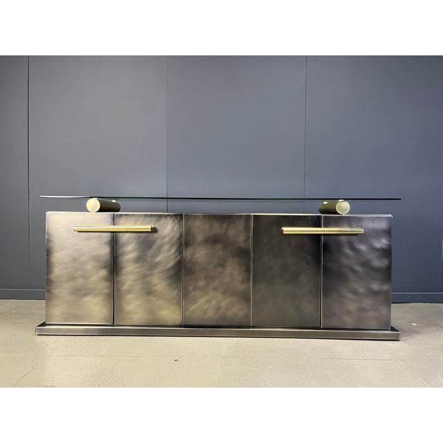 Hollywood Regency Vintage Brass Credenza from Belgo Chrom, 1980s For Sale - Image 3 of 14