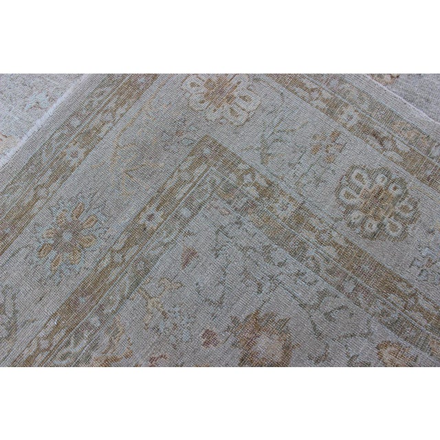 2010s Large Turkish Angora Oushak Rug With All-Over Vining Floral Design in Neutral Colors For Sale - Image 5 of 13