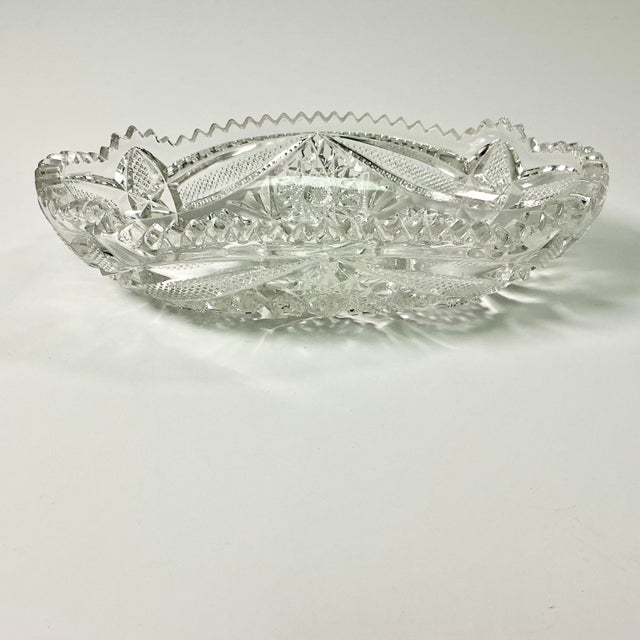 Late 1800s Antique Boho Chic Hollywood Regency American Brilliant Cut Relish Serving Dish. For Sale - Image 4 of 11