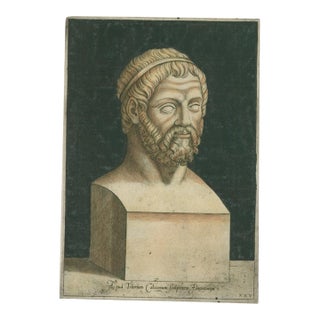 Classical Bearded Herm – Lafreri Old Master Engraving, Rome, 1569 – Plate XXV For Sale