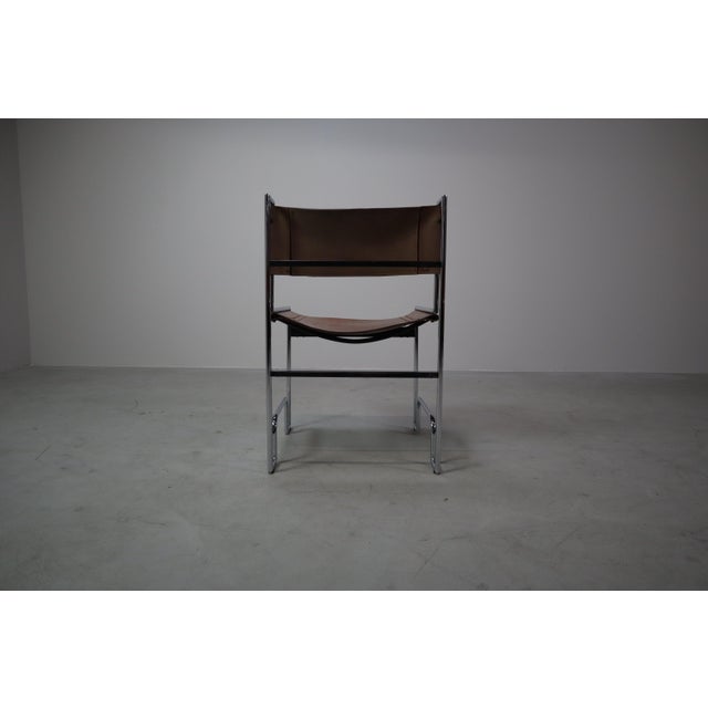 Modernist Chrome and Leather Dining Chairs, 1970s, Set of 6 For Sale - Image 6 of 18