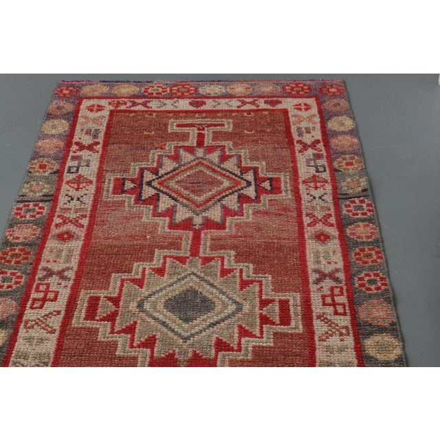 Pink 1970s Vintage Turkish Oushak Handmade Wool Cotton Pink Runner Rug For Sale - Image 8 of 11