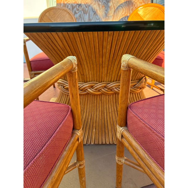 Classic McGuire Attributed Sheaves of Wheat Table and 6 McGuire Chairs For Sale - Image 4 of 9