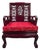 Vintage Chinese Rosewood Armchair With Hand-Carved Dragon Medallion and Red Silk Cushion For Sale