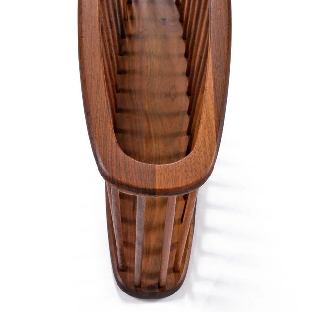 Brown Giant Mid-Century Modern Arthur Umanoff Spindle Walnut Magazine Rack For Sale - Image 8 of 9