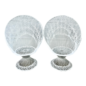 Vintage Spun Fiberglass Peacock Patio Chairs-a Pair