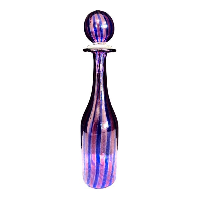 Mid 20th Century Murano Hand-Blown Liquor Decanter With Stopper, Attributed to Gio Ponti for Venini For Sale