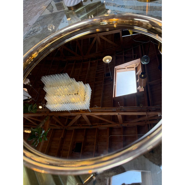Mid-Century Modern Italian Mid-Century Modern Round Smoked Glass and Brass Serving Tray, 1970s For Sale - Image 3 of 7