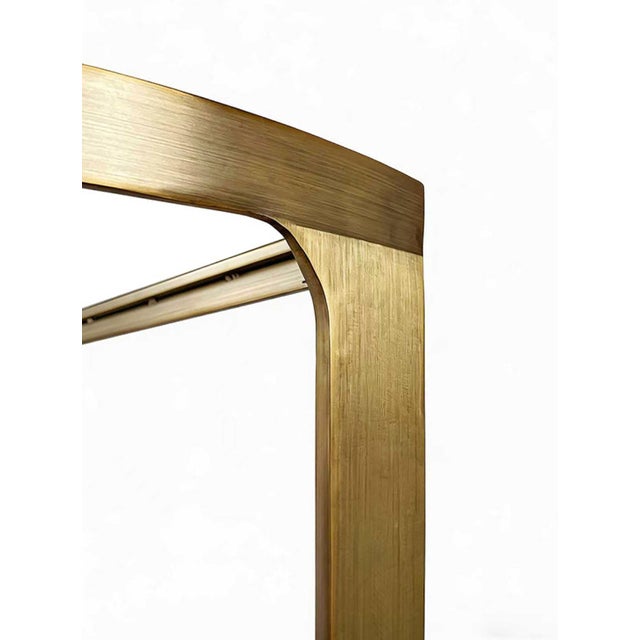 Worlds Away Matthew Izzo Home Lisa Antique Brass and Glass Demi-Lune Two Tier Console Table For Sale - Image 4 of 4