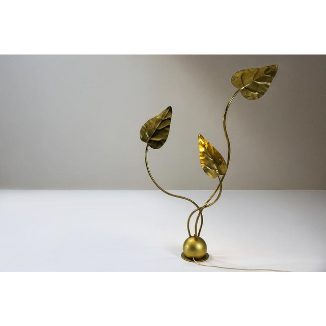 Vintage Italian Leaf Floor Lamp in Hammered Brass by Tommaso Barbi, 1970s For Sale - Image 18 of 18