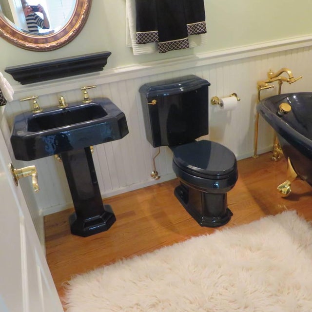 Kohler Hollywood Regency Navy Blue Porcelain Pedestal Sink Chairish