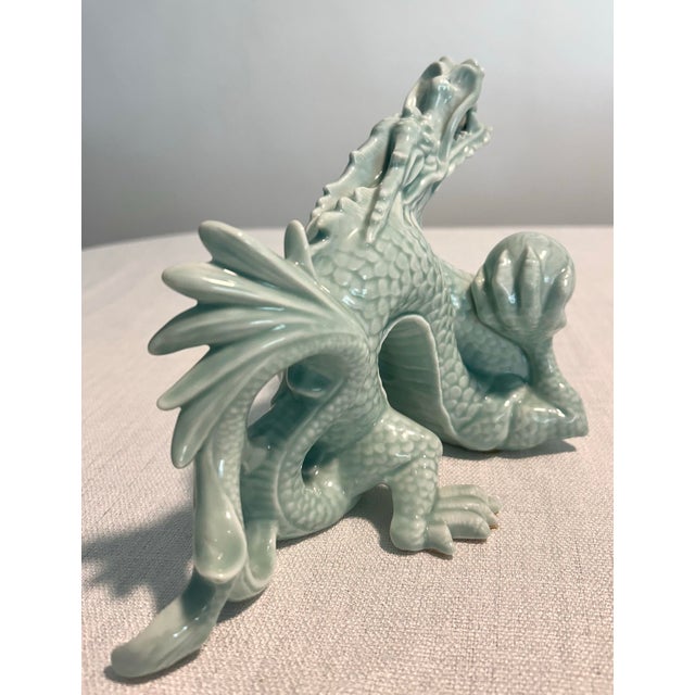 MCM Porcelain Celadon Andrea by Sadek Dragon Figurine For Sale In Naples, FL - Image 6 of 7