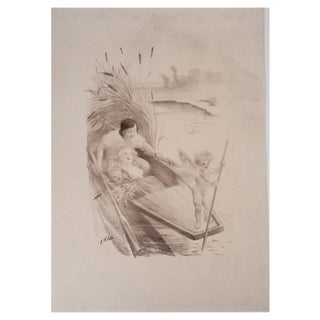 Adolphe Willette, The Lovers and Cupid, Lithograph For Sale