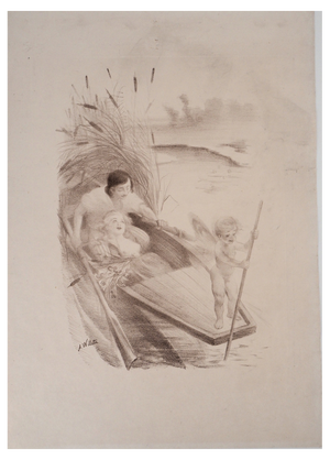 Adolphe Willette, The Lovers and Cupid, Lithograph