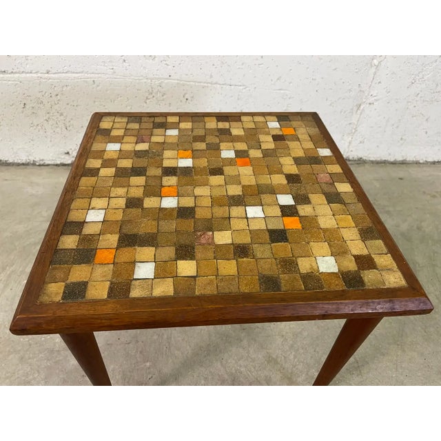 1960s Square Walnut & Tile Top Side Table For Sale - Image 4 of 6