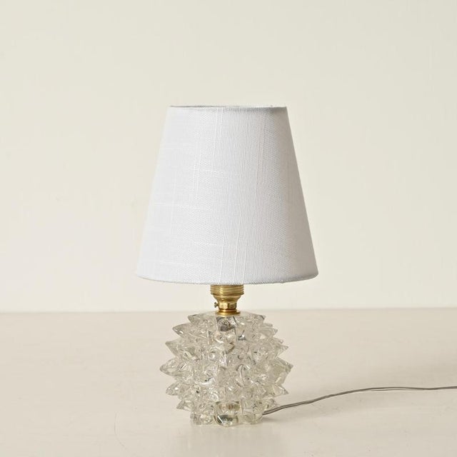 Round Rostrato Murano Glass and Brass Table Lamp from Barovier & Toso, Italy, 1940s For Sale - Image 10 of 14