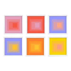 Geometric Abstract Art in Vibrant Colors Set of 6 - 11" X 11"