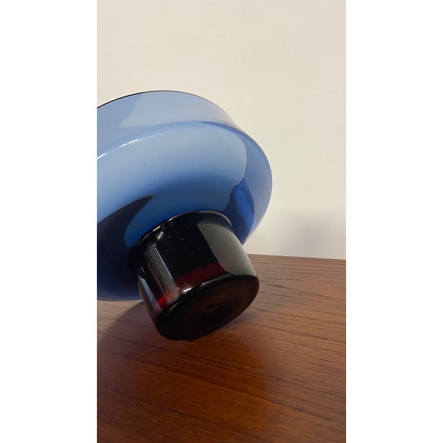 Blue Blue and Green Art Glass Bowl attributed to Bo Borgström for Åseda Glasbruk, Sweden, 1960s For Sale - Image 8 of 9