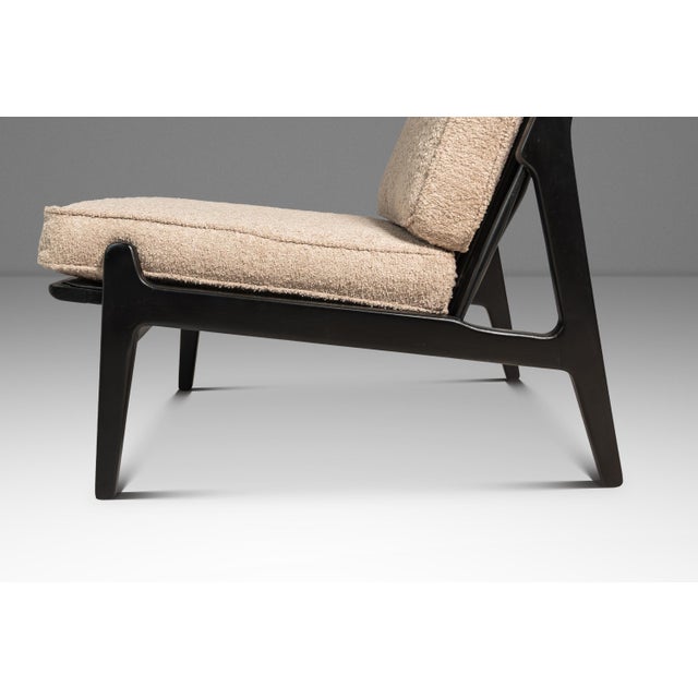 Set of Two (2) Danish Modern Ebonized Lounge Chairs in Bouclé Attributed to Ib Kofod Larsen for Selig, Denmark, C. 1950's For Sale - Image 13 of 18