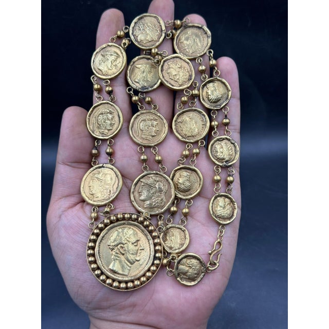 Bochic "Roman" Antic Roman Pure Gold Coin Necklace Set 18K Gold For Sale - Image 11 of 18