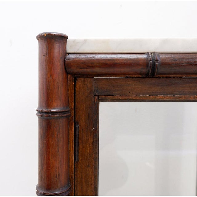 Mid-Century Faux Bamboo Glass and Marble Display Case For Sale - Image 13 of 16