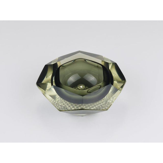 Gray Sommerso Faceted Diamond Caviar Bowl in Murano Glass by Mandruzzato, Italy, 1960s For Sale - Image 8 of 13