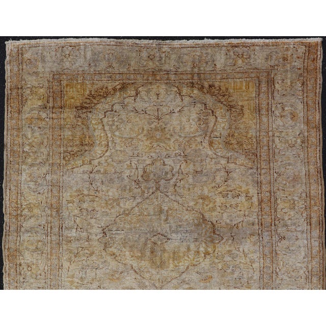 Silk Turkish Sivas Rug in Shades of Ivory, Brown and Yellow For Sale - Image 12 of 12