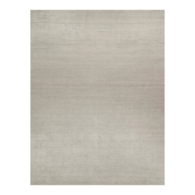 2010s Rug & Kilim’s Plain Modern Rug in Solid Silver-Gray Tone-on-Tone - 13x17 For Sale