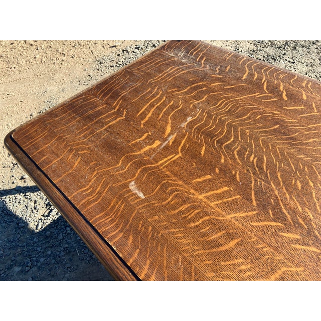 Antique Oak Arts and Crafts Mission Library Table Wirh Twisted Legs Needs Restoration For Sale In Sacramento - Image 6 of 18