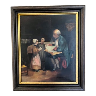 American Primitave School Oil Painting on Canvas, 19th Century For Sale