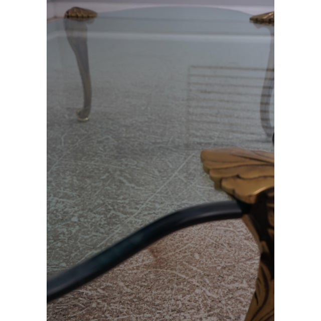 Labarge Brass & Glass Scroll Foot Coffee Table For Sale - Image 11 of 12