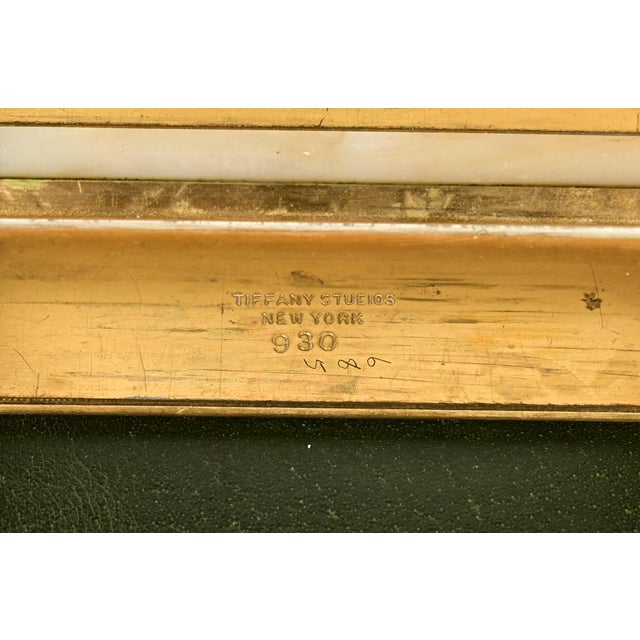 Tiffany Studios New York Grapevine Bronze Doré and Favrile Slag Glass Desk Calendar Holder or Picture Frame For Sale - Image 10 of 12