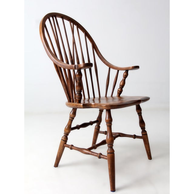 Antique American Windsor Brace Back Armchair For Sale - Image 12 of 13