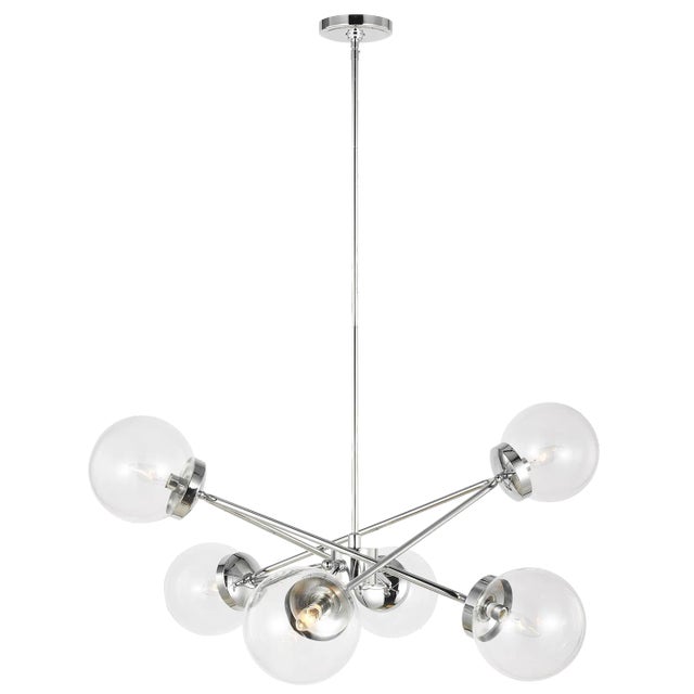 Modern AERIN By Visual Comfort Studio Tierney 6-Light Chandelier in Chrome For Sale - Image 3 of 3