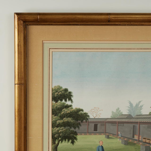 Chinese Antique Chinese Gouache Painting With Figures For Sale - Image 3 of 11
