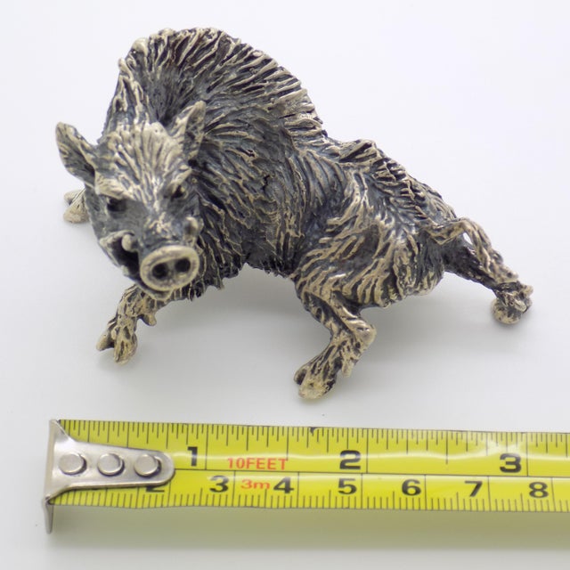 Vintage Italian Handmade Genuine Silver Boar Figurine by Mario Cerreti, 1950s For Sale - Image 12 of 13