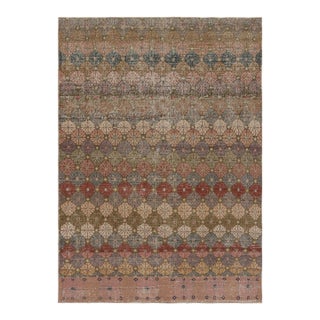 Vintage Distressed Rug, Polychromatic Geometric Floral Motifs - Rug & Kilim For Sale