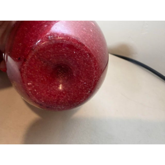 1960s Solid Red Marble Alabaster Apple Paperweight Decor With Brass Stem For Sale - Image 11 of 12