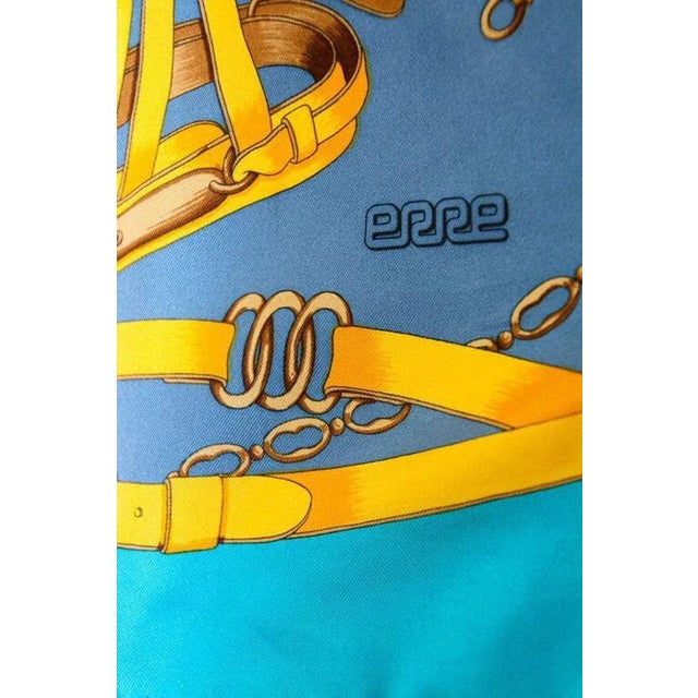 Textile Gorgeous Blue Sellier Silk Scarf by Erre France For Sale - Image 7 of 12