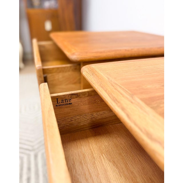 Very Rare Lane Perception MCM Oak Nightstands Cane Drawers Vintage, A Pair For Sale In Tampa - Image 6 of 12