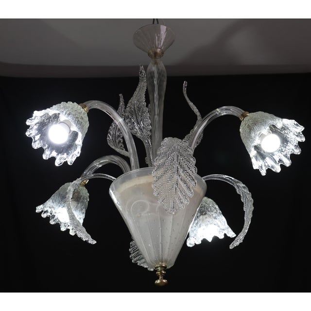 Glass 1940s Italian Art Deco Chandelier by Barovier & Toso "Bubble" Murano Glass For Sale - Image 7 of 17