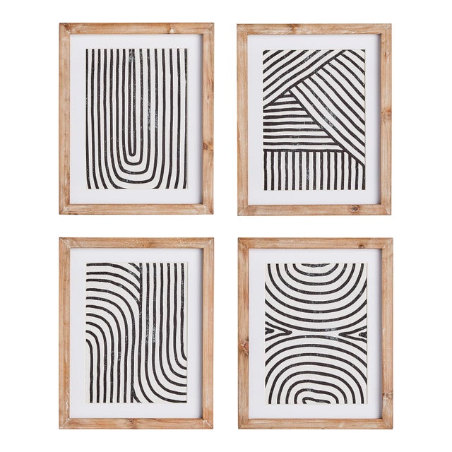Achromatic Linear Petite Prints, Set of 4 For Sale