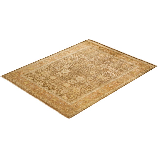 Gold Vintage Traditional Hand Knotted Wool Area Rug, Gold - 7'10" X 10'1" For Sale - Image 8 of 9