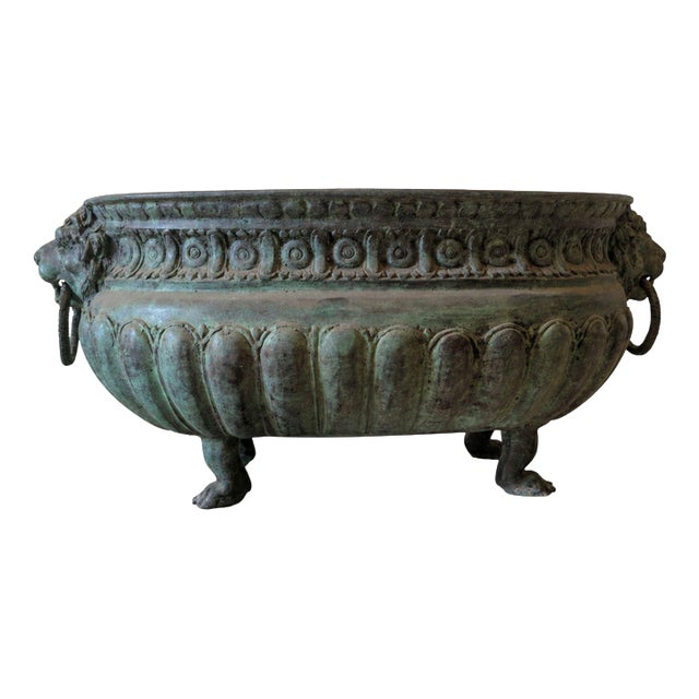Renaissance Style Oval Bronze Planter, 1900s For Sale