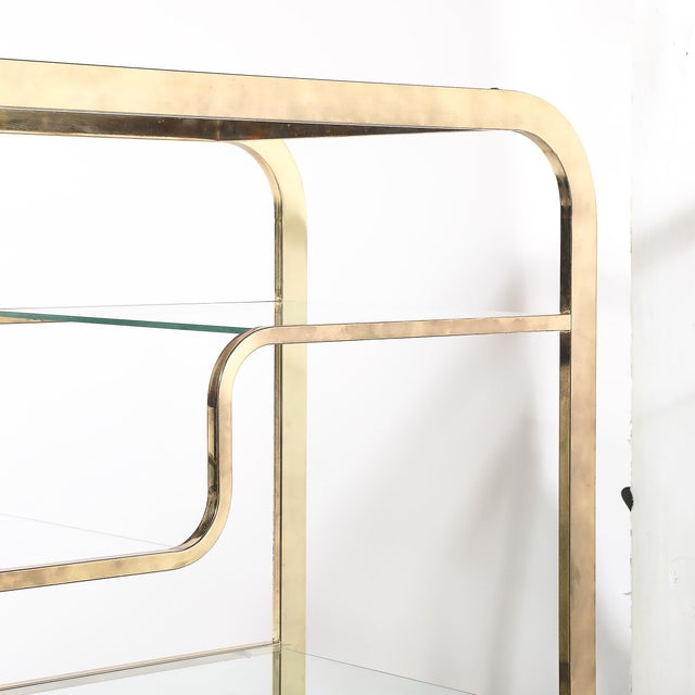 1970s Mid-Century Modern Curvilinear Polished Brass & Glass Etagere by Milo Baughman For Sale - Image 14 of 17